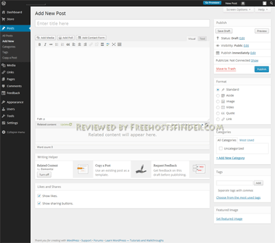 Wordpress dashboard